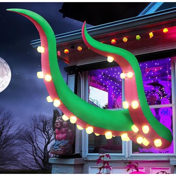 7FT Halloween Inflatable Green Octopus Tentacles Outdoor, 7 Foot Long Tentacles - Picture 1 of 6